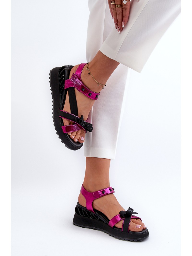 Women's Sandals with Bow D&A CR956 Fuchsia