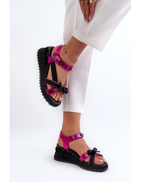 Women's Sandals with Bow D&A CR956 Fuchsia