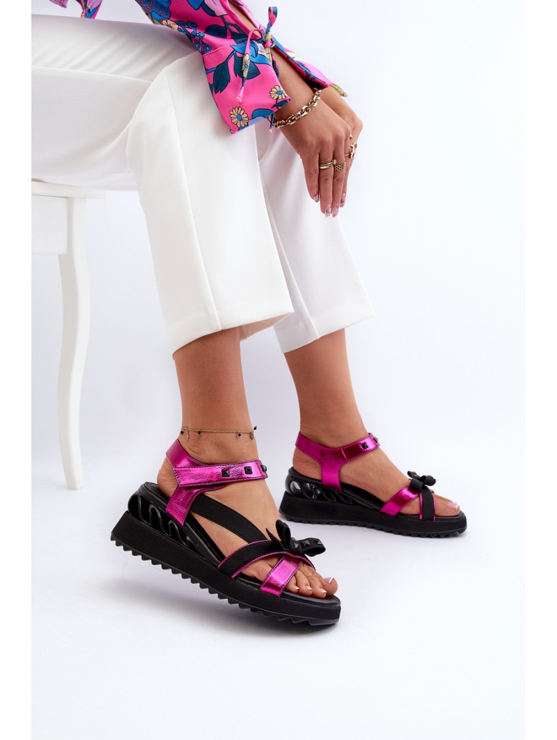 Women's Sandals with Bow D&A CR956 Fuchsia