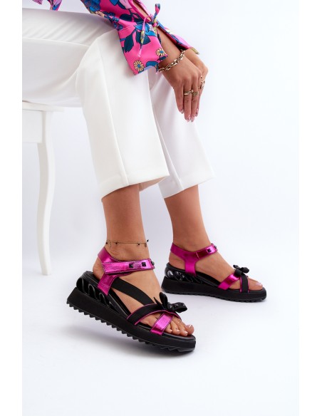 Women's Sandals with Bow D&A CR956 Fuchsia