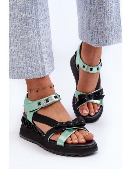 Women's Sandals With Bow D&A CR956 Green