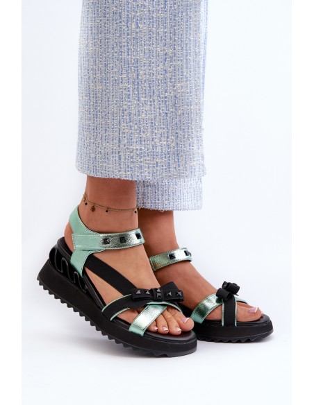 Women's Sandals With Bow D&A CR956 Green