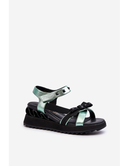 Women's Sandals With Bow D&A CR956 Green