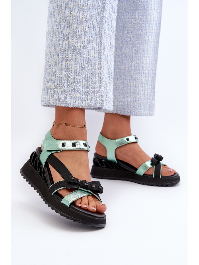 Women's Sandals With Bow D&A CR956 Green