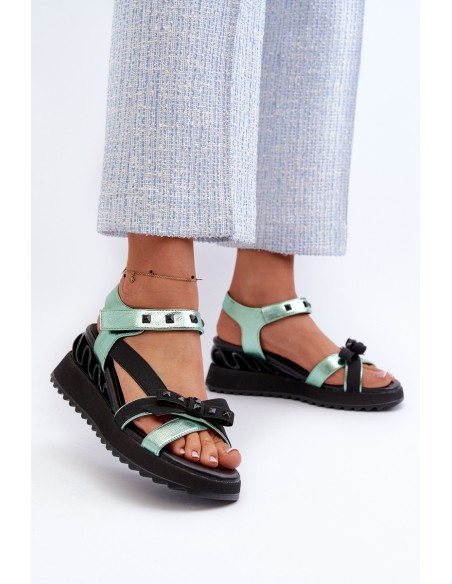 Women's Sandals With Bow D&A CR956 Green