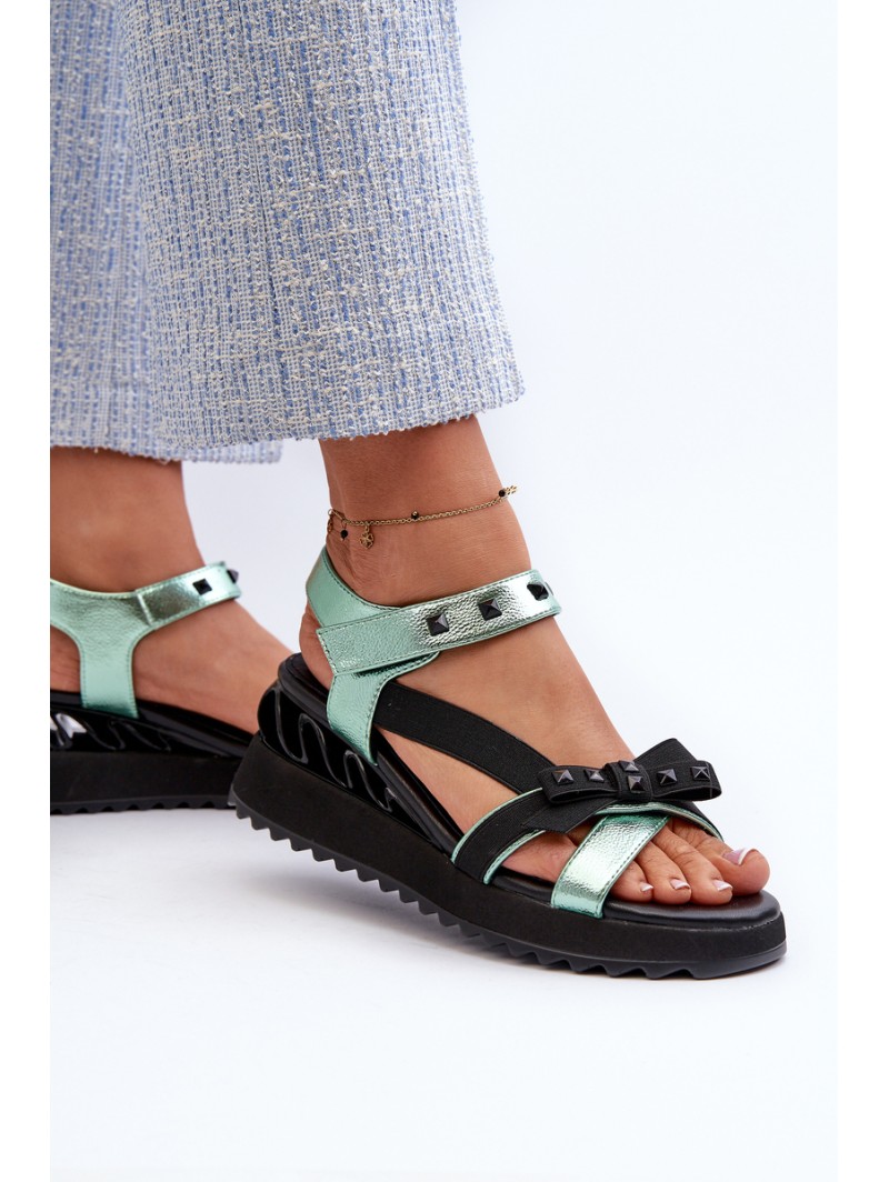 Women's Sandals With Bow D&A CR956 Green