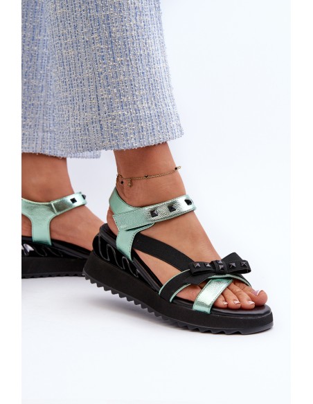 Women's Sandals With Bow D&A CR956 Green