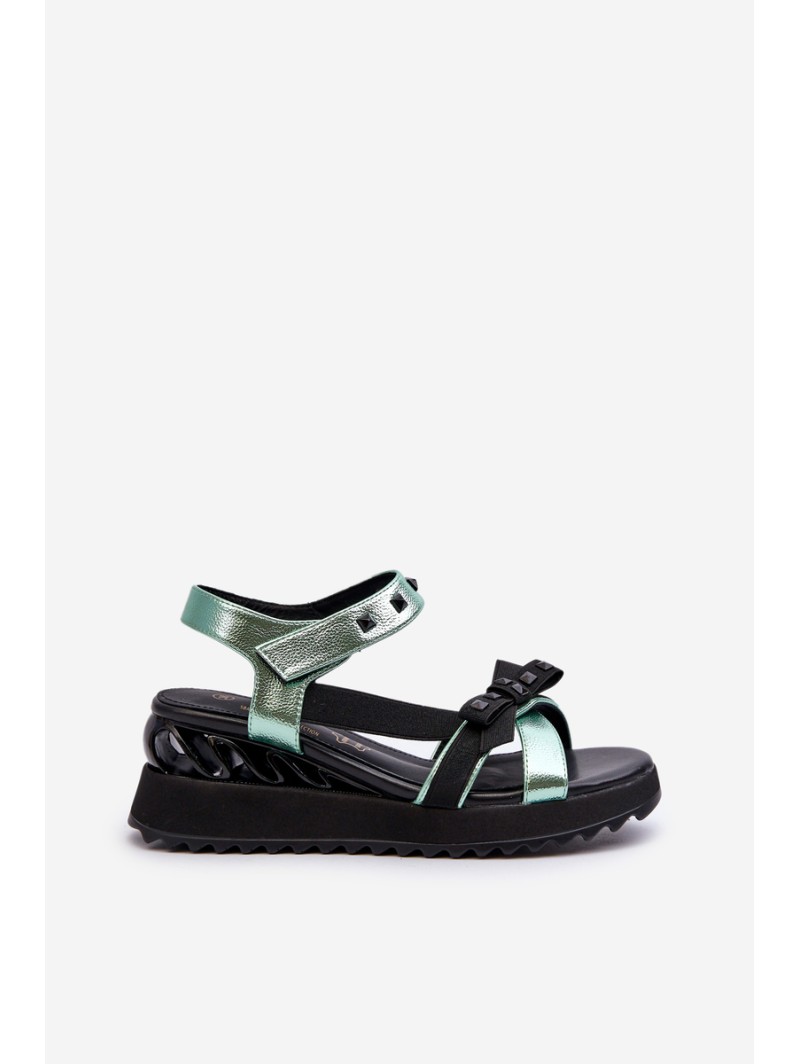 Women's Sandals With Bow D&A CR956 Green