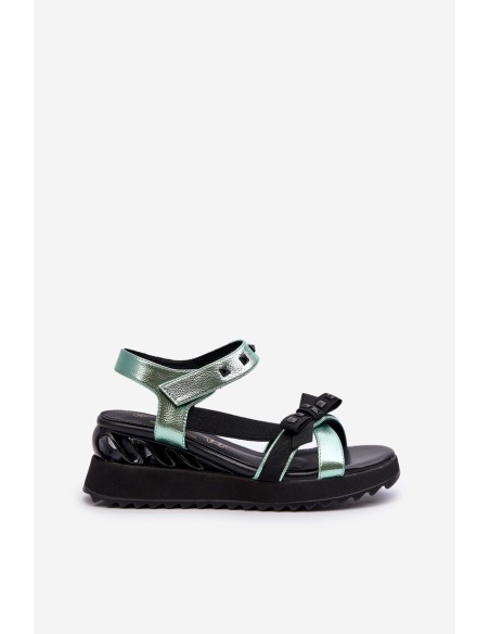 Women's Sandals With Bow D&A CR956 Green