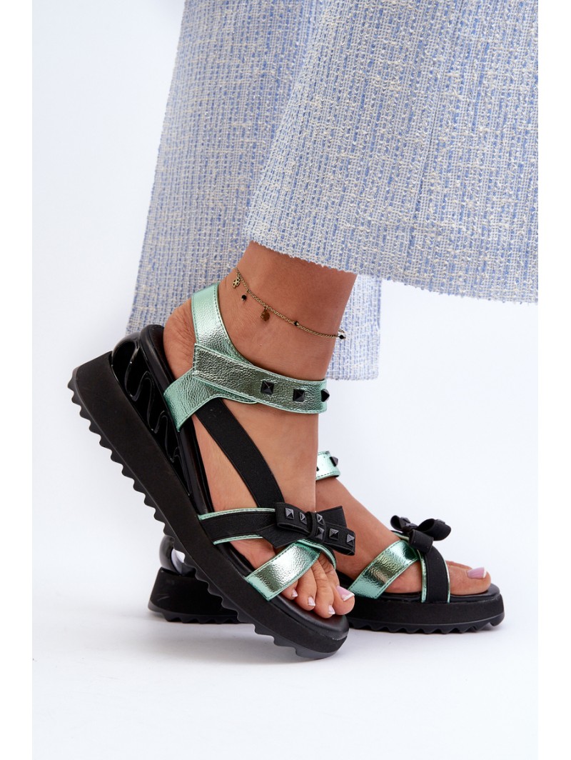 Women's Sandals With Bow D&A CR956 Green