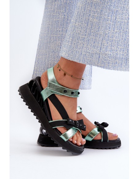 Women's Sandals With Bow D&A CR956 Green