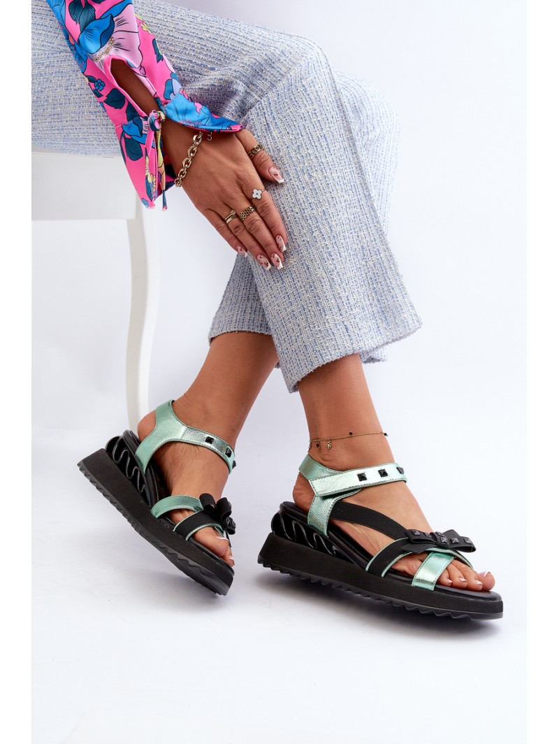 Women's Sandals With Bow D&A CR956 Green