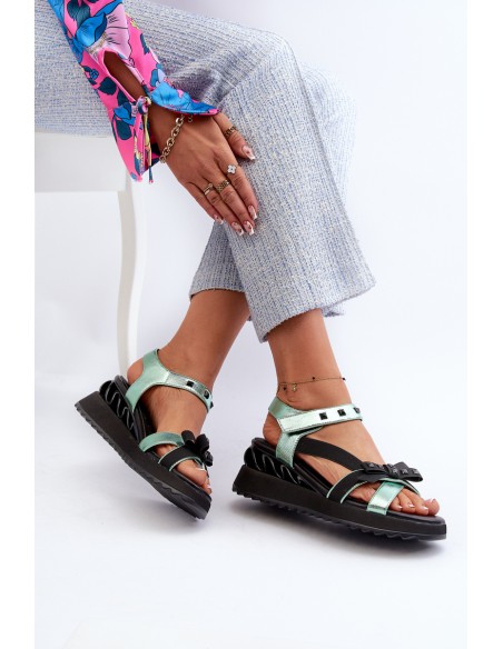 Women's Sandals With Bow D&A CR956 Green