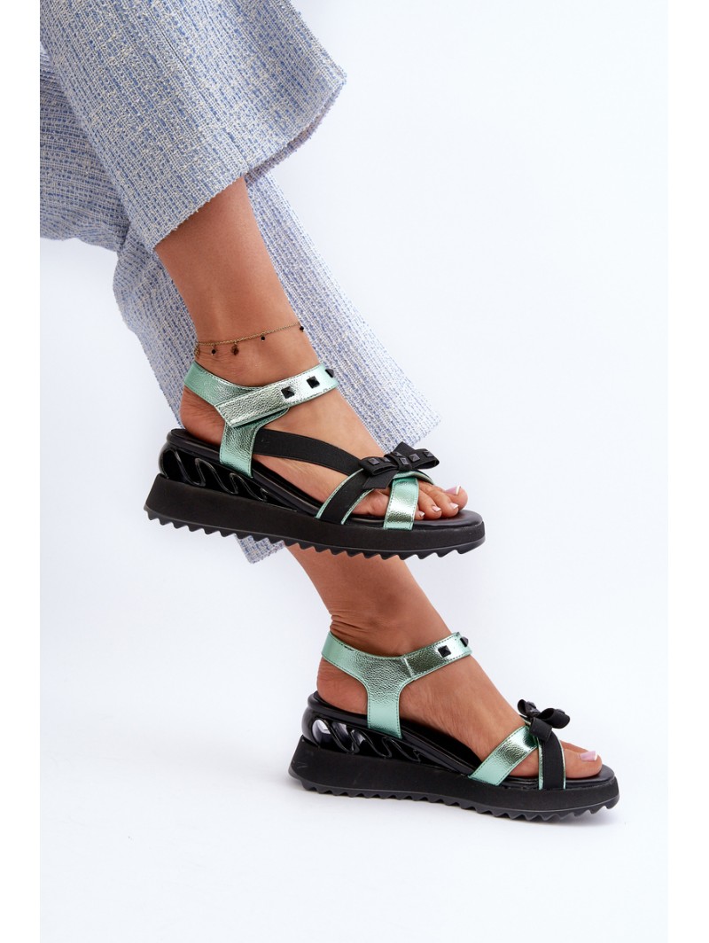 Women's Sandals With Bow D&A CR956 Green
