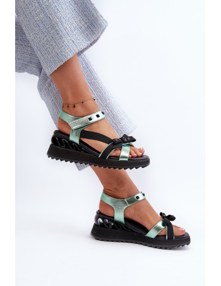 Women's Sandals With Bow D&A CR956 Green