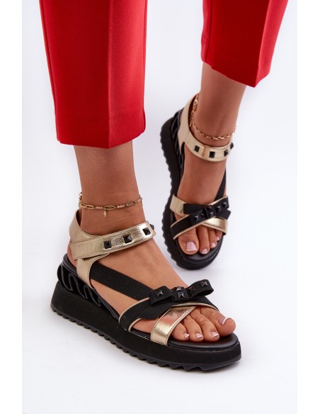 Women's Sandals With Bow D&A CR956 Gold