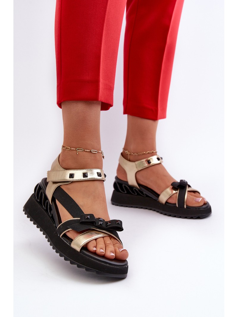 Women's Sandals With Bow D&A CR956 Gold