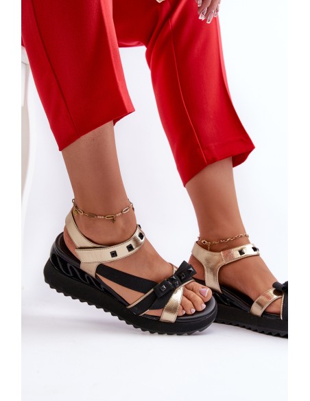 Women's Sandals With Bow D&A CR956 Gold