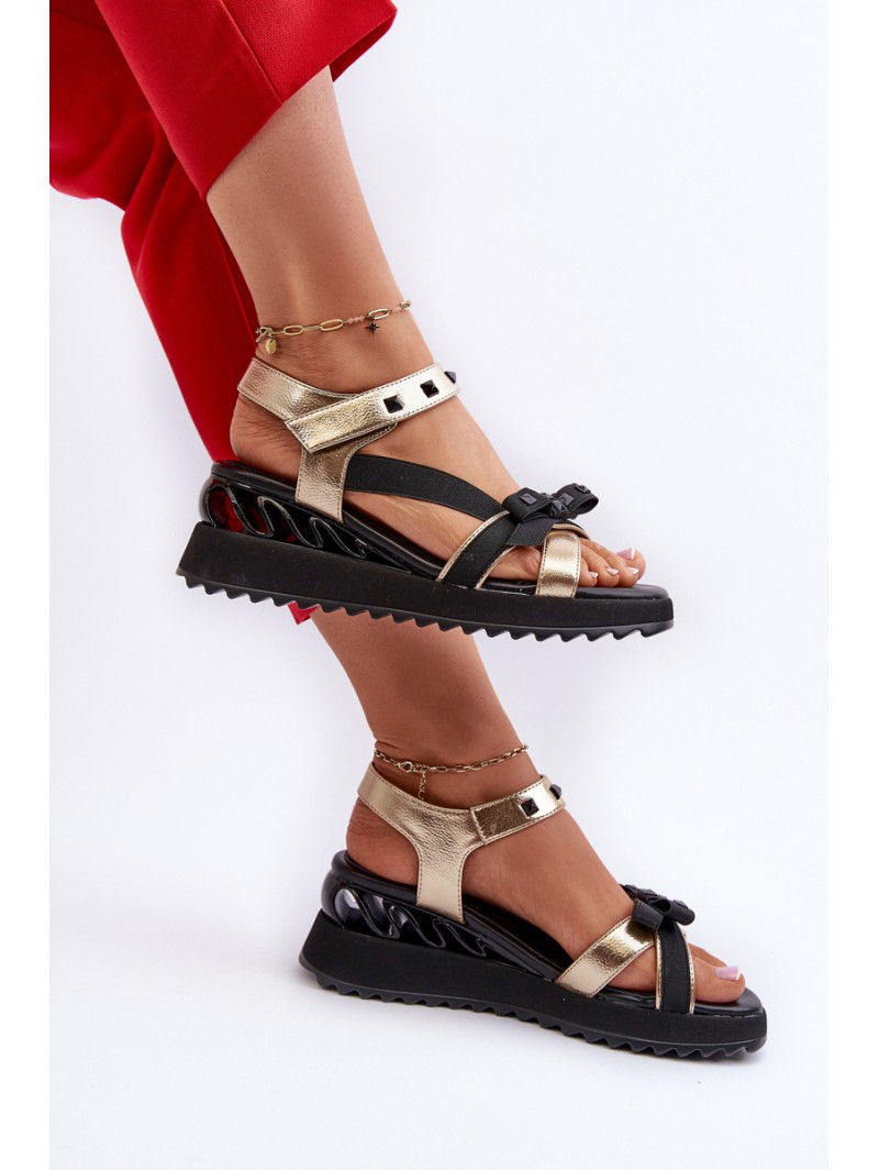 Women's Sandals With Bow D&A CR956 Gold