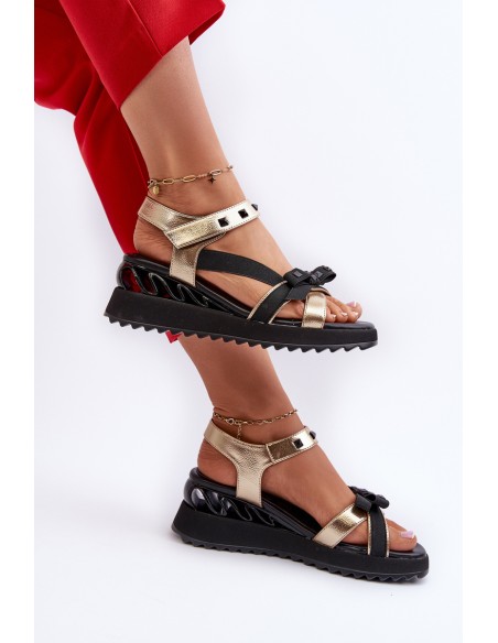Women's Sandals With Bow D&A CR956 Gold