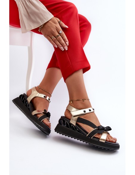 Women's Sandals With Bow D&A CR956 Gold