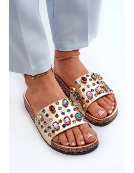 Women's Sandals With Decorations S.Barski MY122 Gold