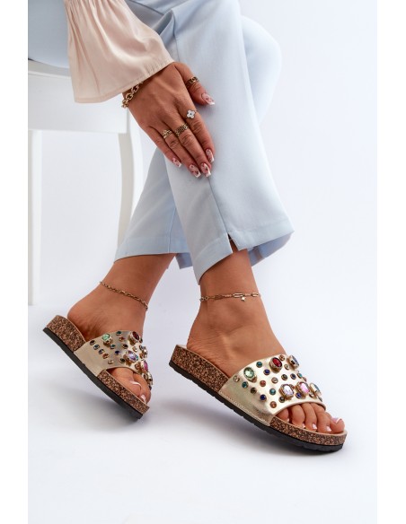 Women's Sandals With Decorations S.Barski MY122 Gold