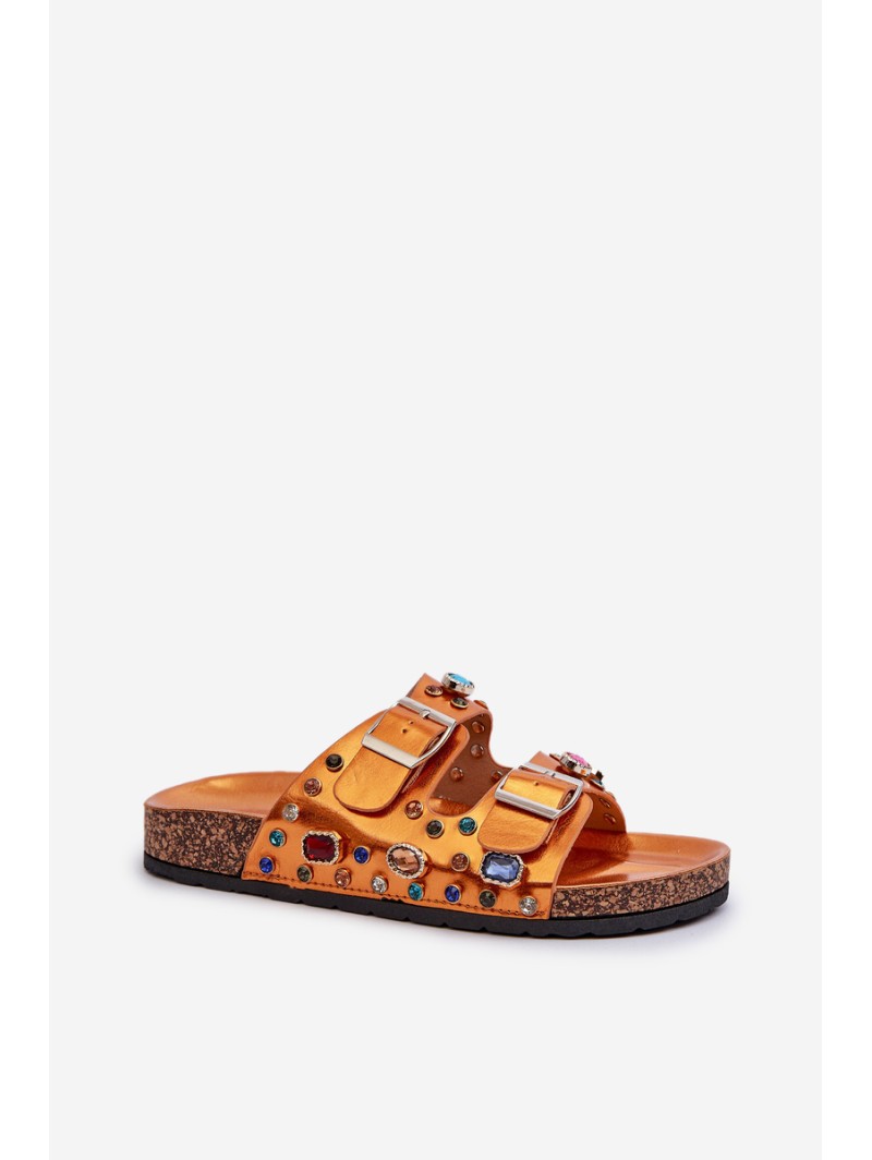 Decorated Women's Flip Flops with Buckles S.Barski MY121 Orange
