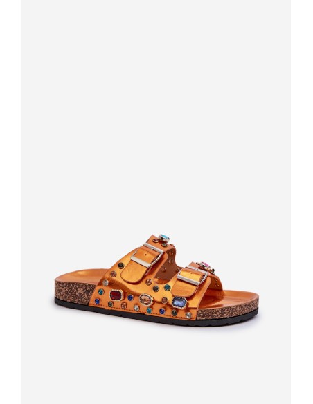 Decorated Women's Flip Flops with Buckles S.Barski MY121 Orange