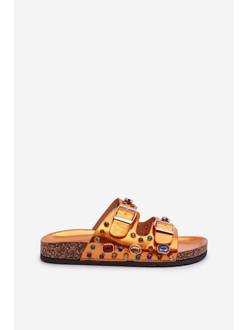 Decorated Women's Flip Flops with Buckles S.Barski MY121 Orange