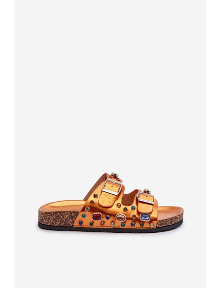 Decorated Women's Flip Flops with Buckles S.Barski MY121 Orange