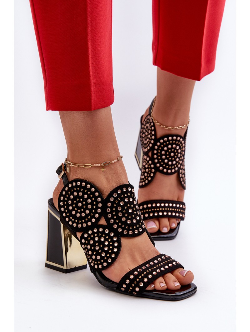 Embellished Sandals with Stiletto Heel D&A CR026 Black