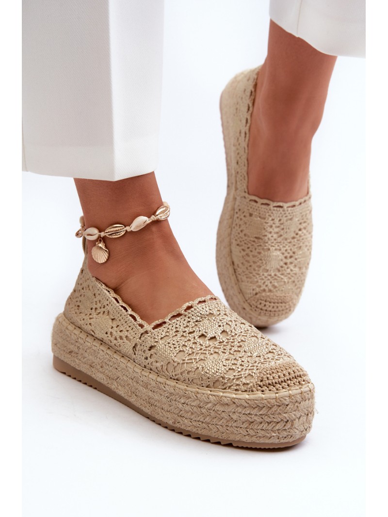 Women's Lace Espadrilles on Platform Gold Elarose