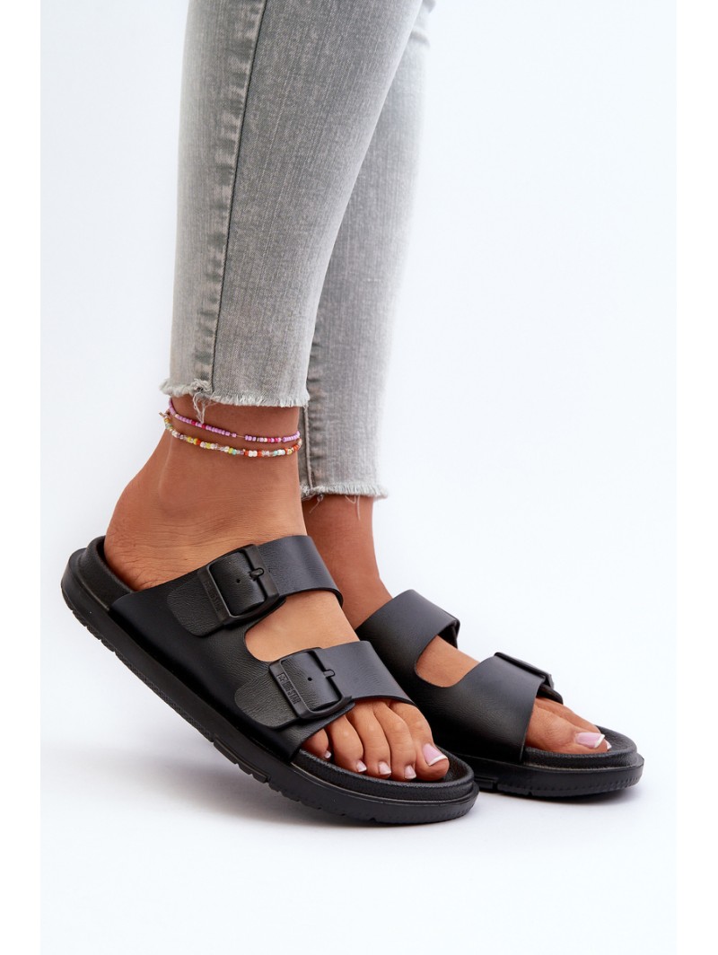 Light Foam Women's Flip Flops With Buckles Big Star NN274A750 Black