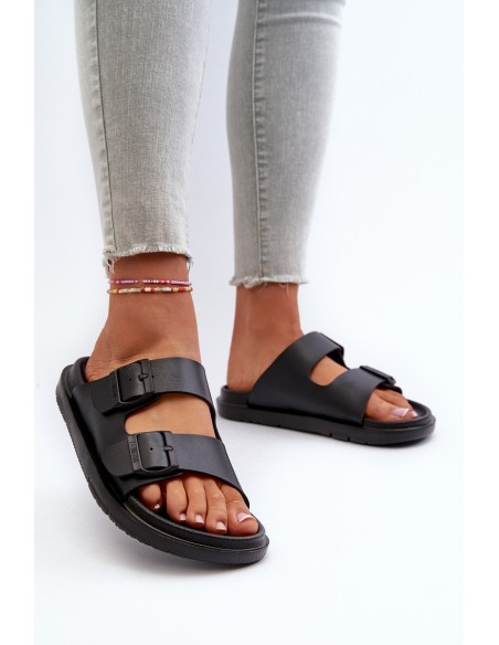 Light Foam Women's Flip Flops With Buckles Big Star NN274A750 Black