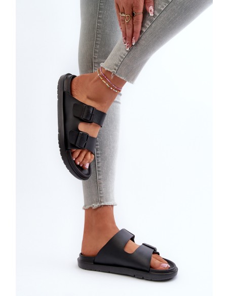 Light Foam Women's Flip Flops With Buckles Big Star NN274A750 Black