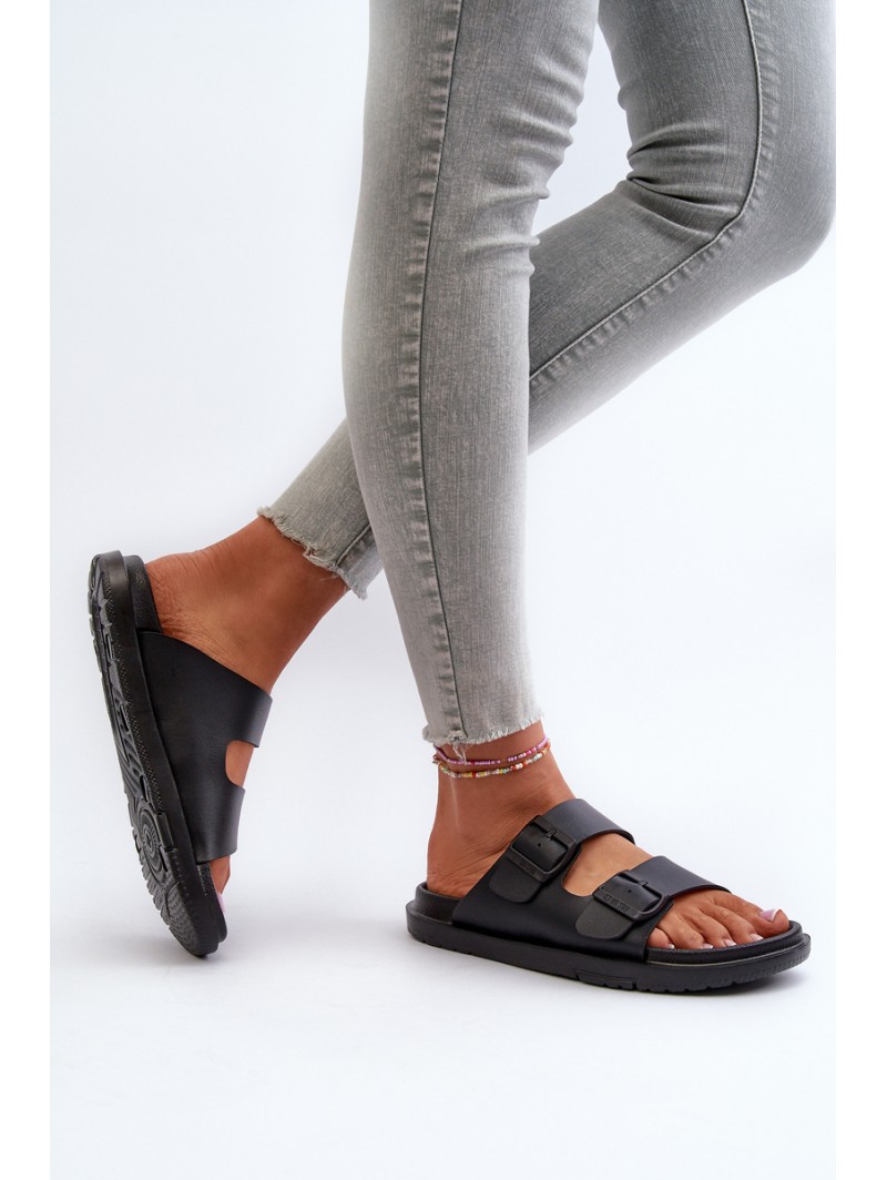 Light Foam Women's Flip Flops With Buckles Big Star NN274A750 Black