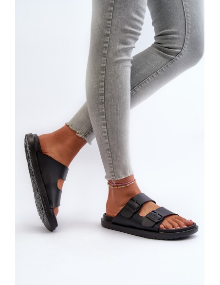 Light Foam Women's Flip Flops With Buckles Big Star NN274A750 Black