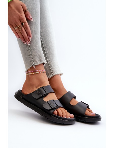 Light Foam Women's Flip Flops With Buckles Big Star NN274A750 Black