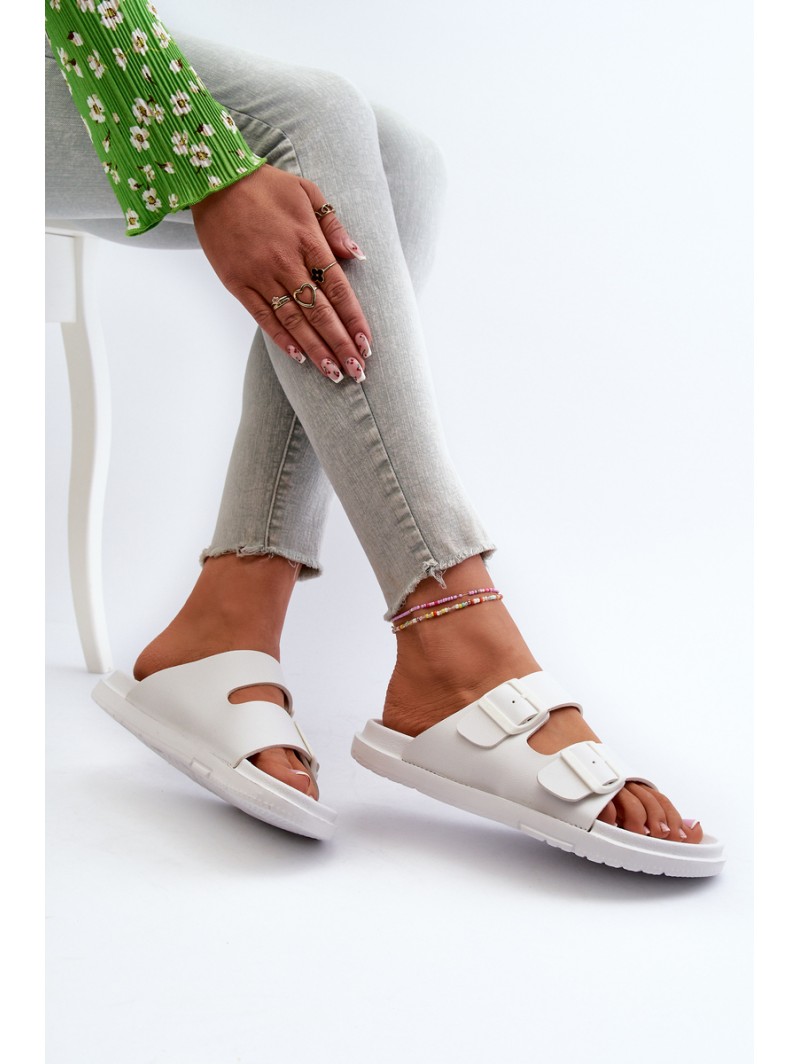 Light Foam Women's Slides With Buckles Big Star NN274A751 White