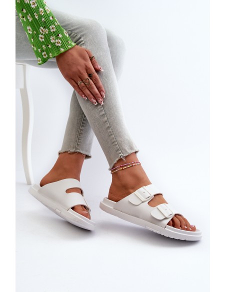 Light Foam Women's Slides With Buckles Big Star NN274A751 White
