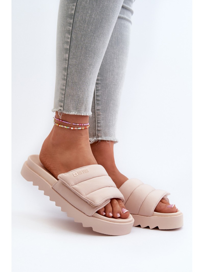 Women's Platform Flip Flops Big Star NN274773 Beige