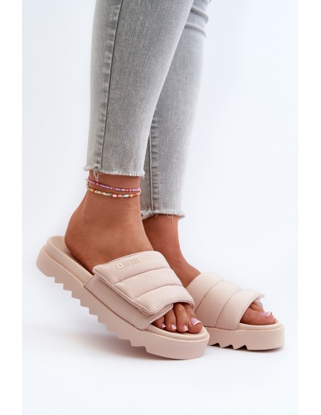 Women's Platform Flip Flops Big Star NN274773 Beige