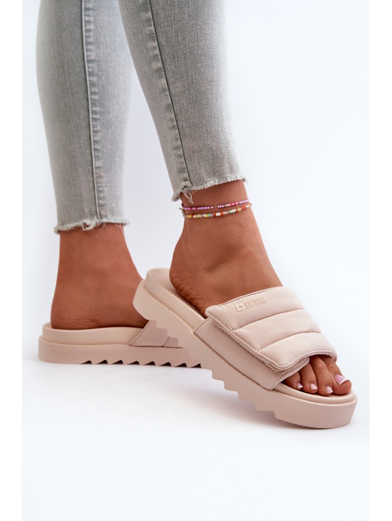 Women's Platform Flip Flops Big Star NN274773 Beige