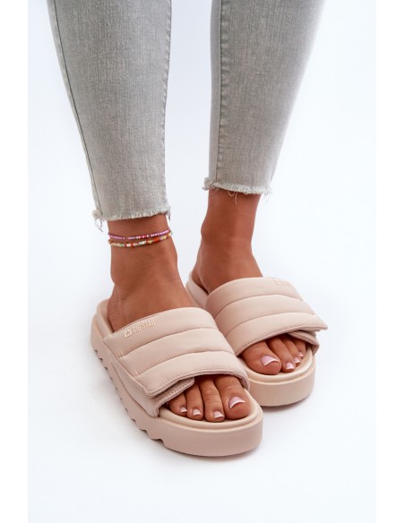 Women's Platform Flip Flops Big Star NN274773 Beige