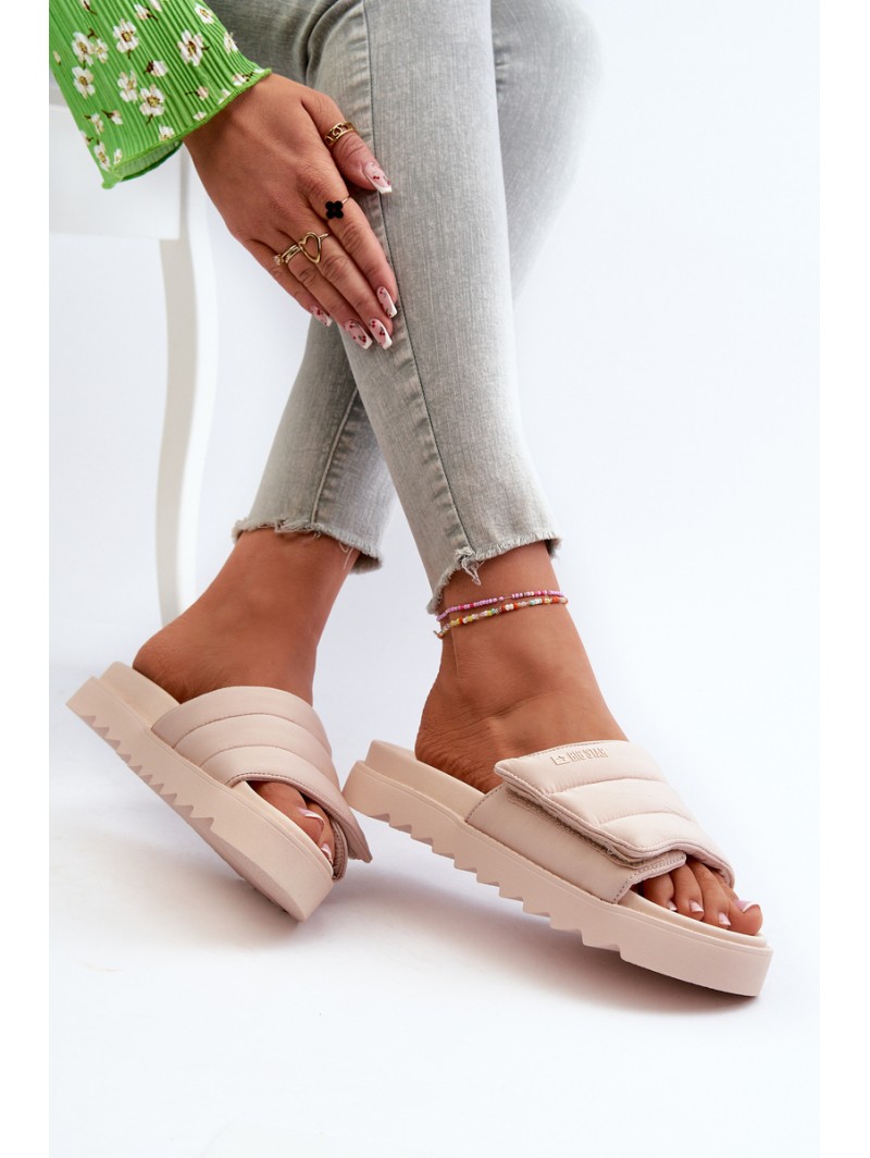 Women's Platform Flip Flops Big Star NN274773 Beige