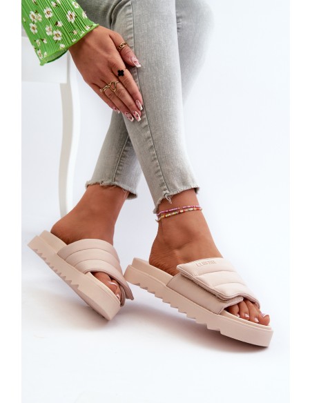 Women's Platform Flip Flops Big Star NN274773 Beige