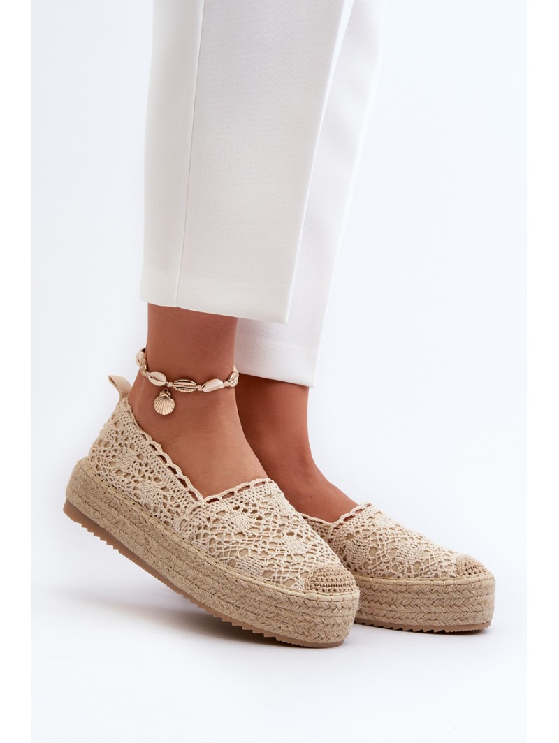 Women's Lace Platform Espadrilles Beige Elarose