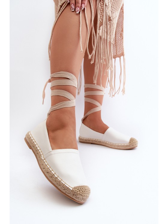 Lace-up Eco Leather Espadrilles White Ismanne