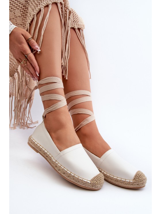 Lace-up Eco Leather Espadrilles White Ismanne 2